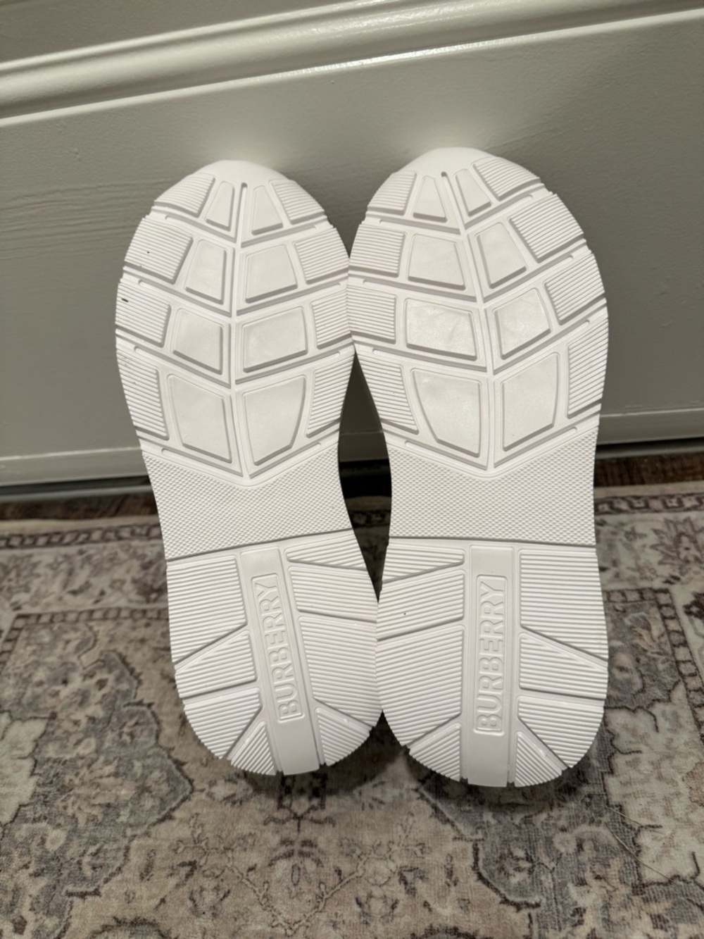Burberry Beige Classic Check Low-Top Sneakers with White Strap - Picture 5 of 5